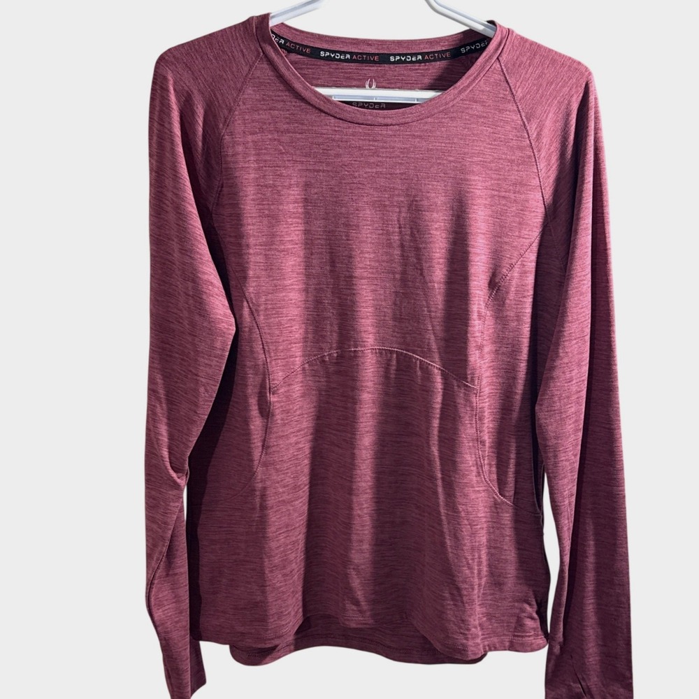 Spyder Active Womens Large Pink Heathered Long Sleeve Performance Shirt RN63619
